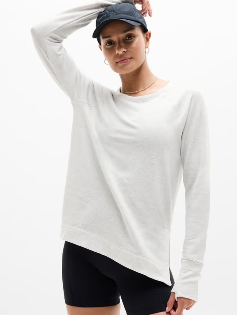Athleta Coaster Luxe Recover Sweatshirt in Fog Grey Heather Sz Medium